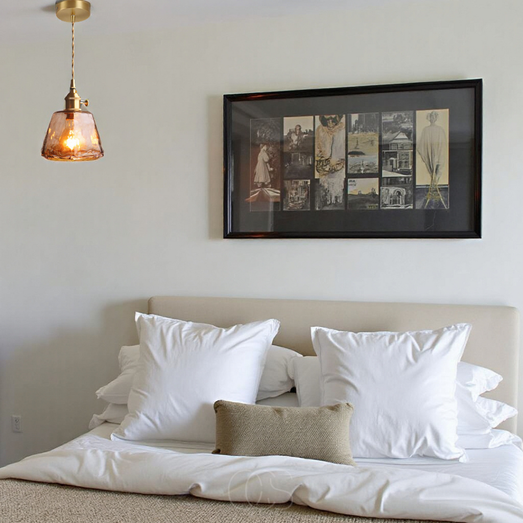 Lampada a Sospensione in Vetro Color Ambra – Luce Calda e Design Elegante