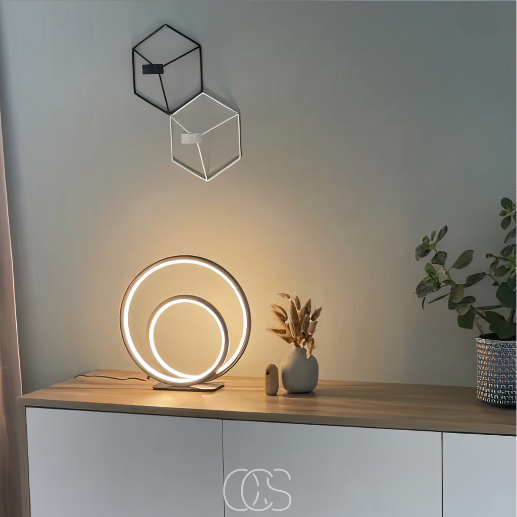 Lampada da tavolo LED a doppio anello
