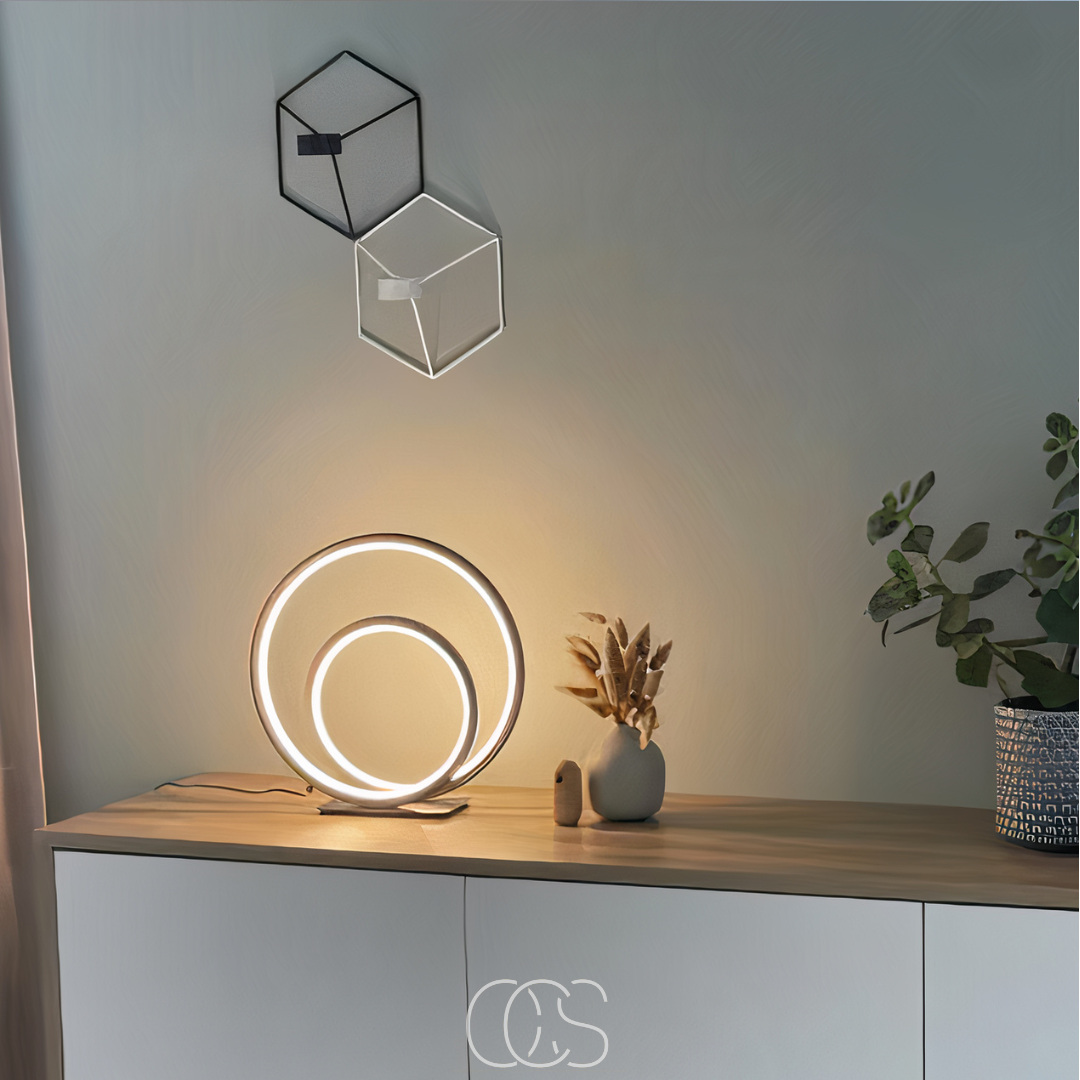 Lampada da tavolo LED a doppio anello