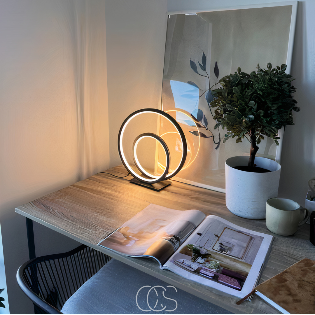 Lampada da tavolo LED a doppio anello