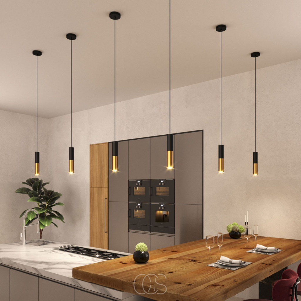 Lampada a sospensione Cavi – Nero&Oro Design Metallico