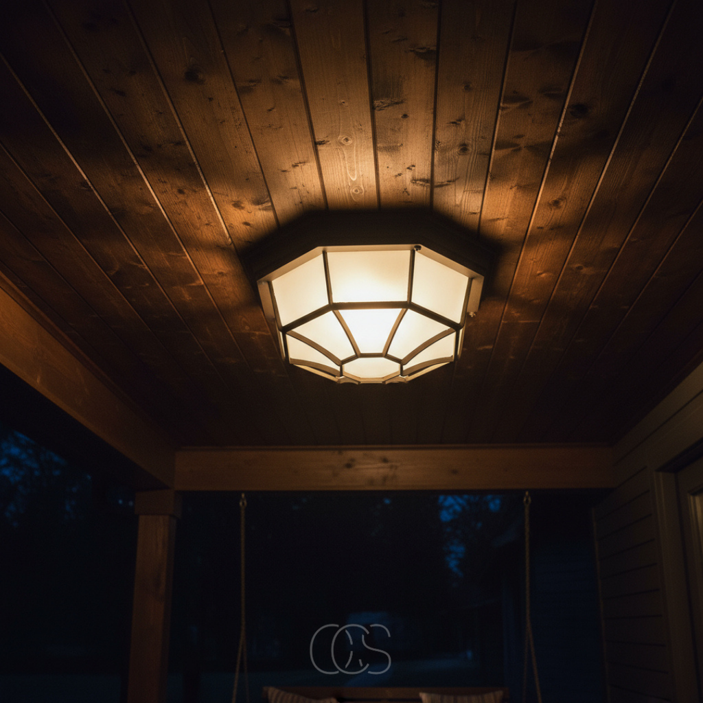 Lampada da soffitto esterna in bronzo – Alluminio e vetro