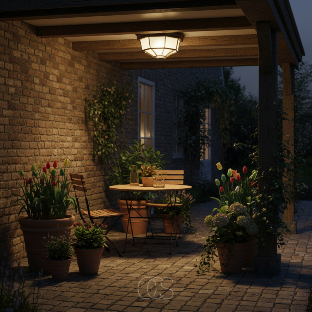 Lampada da soffitto esterna in bronzo – Alluminio e vetro