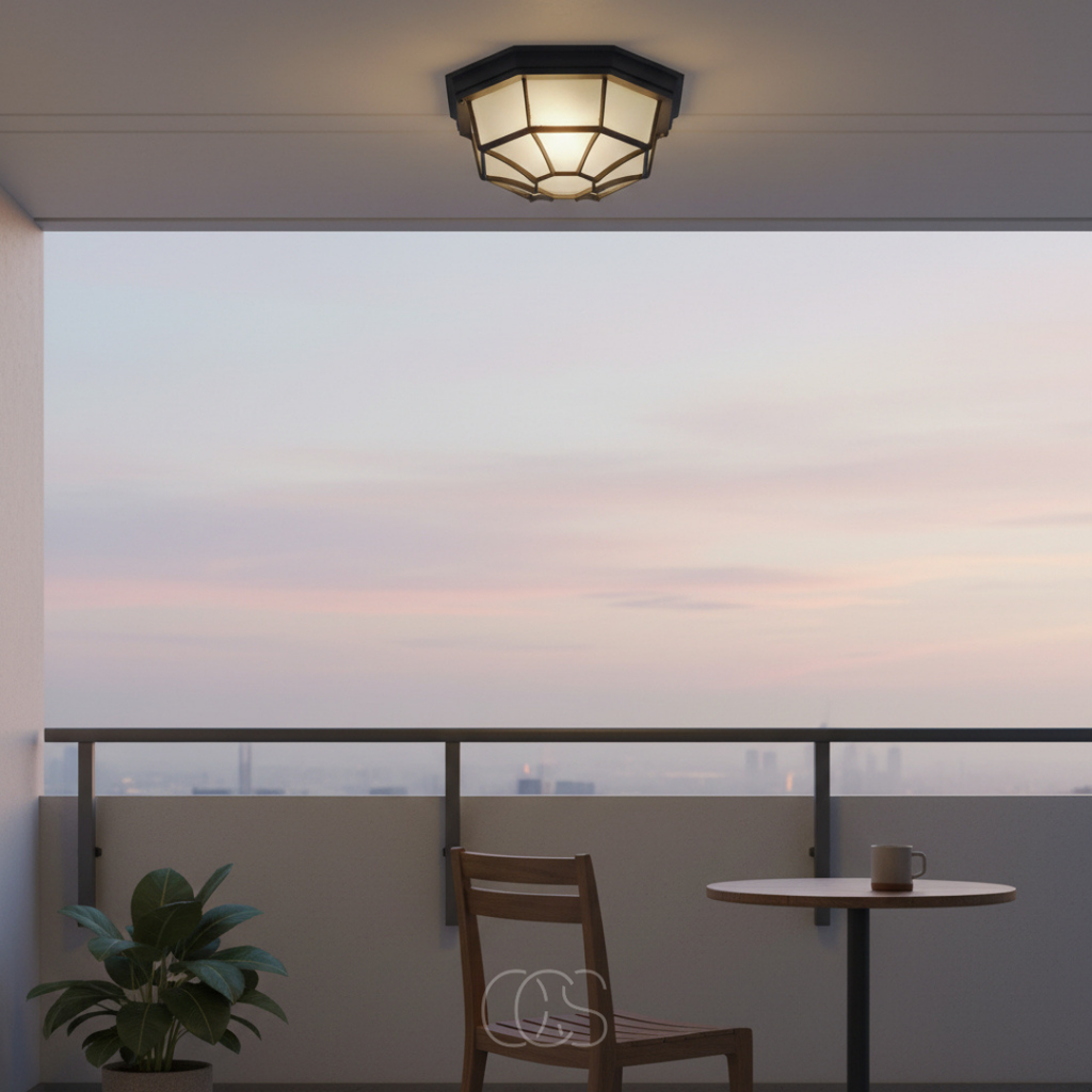 Lampada da soffitto esterna in bronzo – Alluminio e vetro