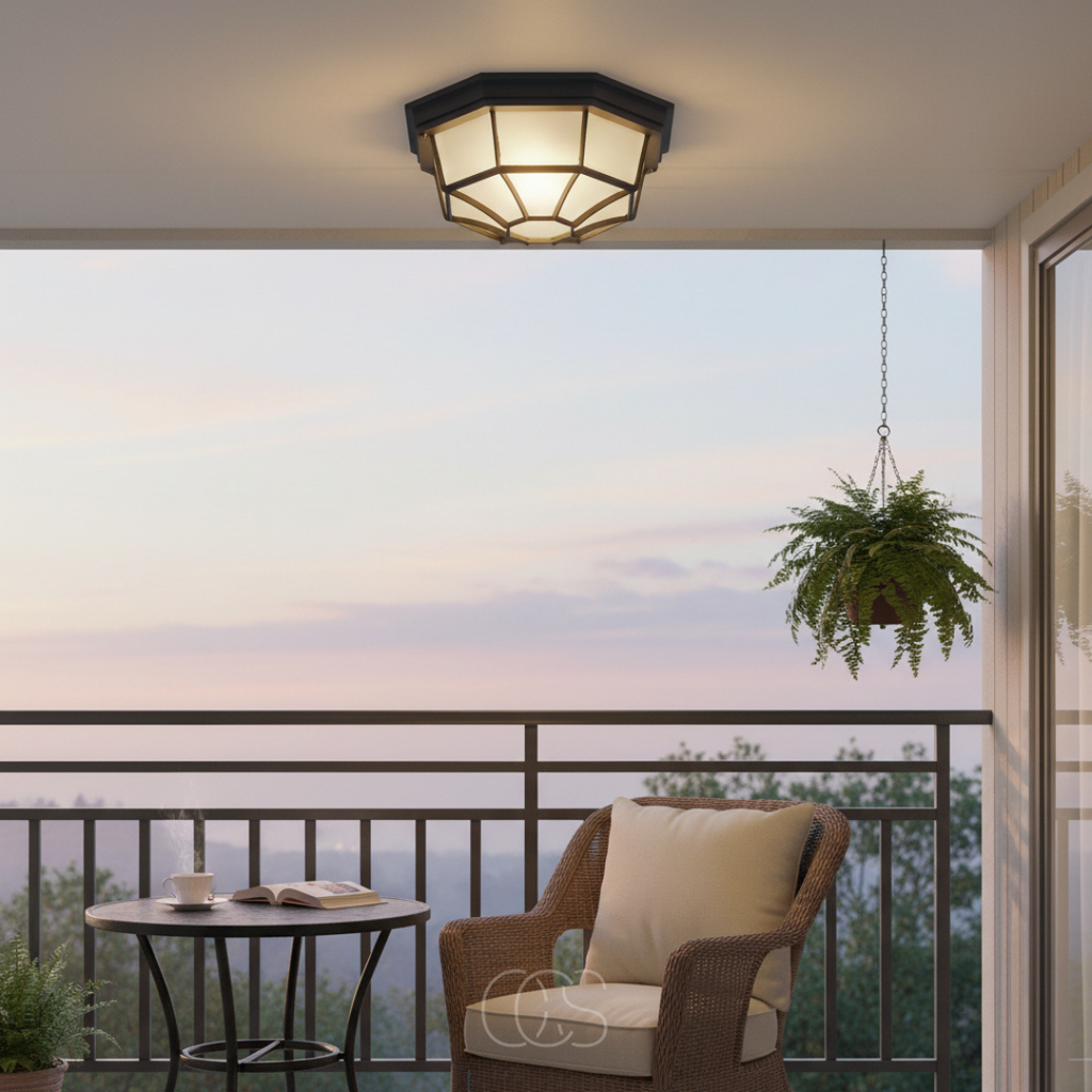 Lampada da soffitto esterna in bronzo – Alluminio e vetro