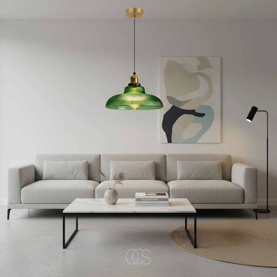 Lampadario vintage in vetro e metallo