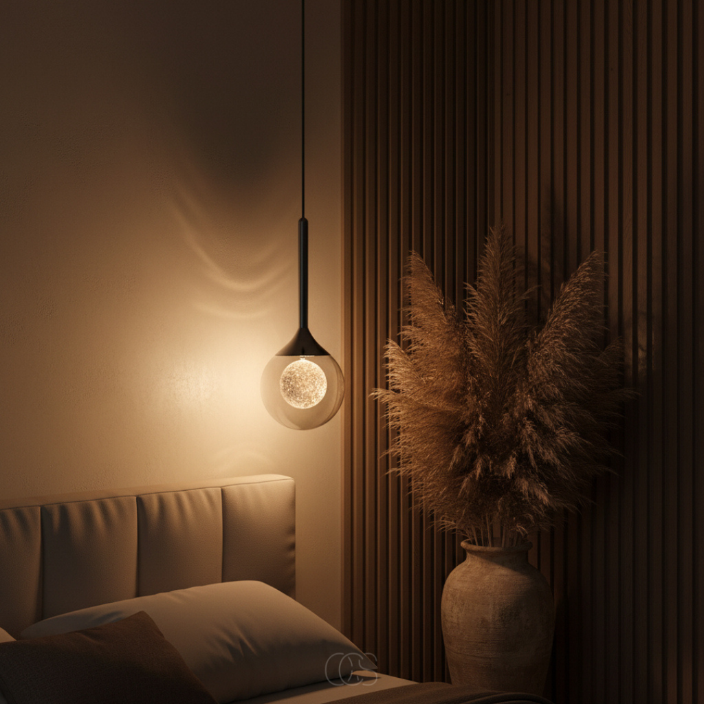 lampada a sospensione a forma di sfera in cristallo LED - tre temperature di colore