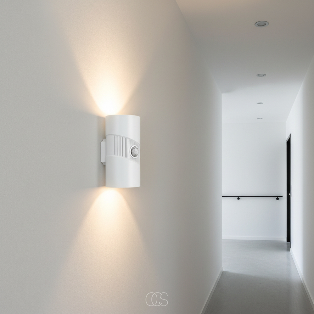 lampada da parete LED Prey con sensore di movimento - Illuminazione Up Down - Sensore PIR 110° - Portata 5m