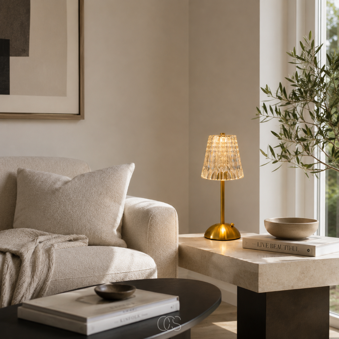 Blom LED Vintage lampada da tavolo wireless - Look cristallo di lusso con cornice dorata