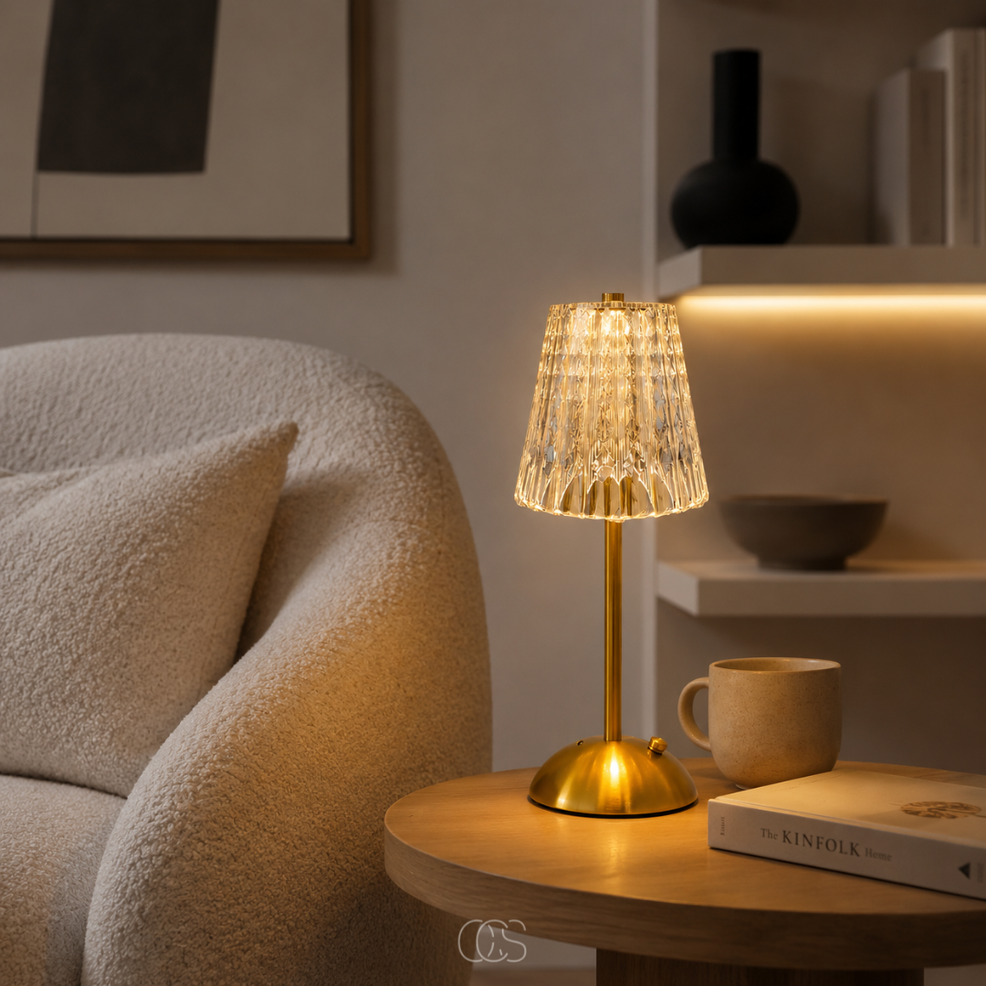Blom LED Vintage lampada da tavolo wireless - Look cristallo di lusso con cornice dorata