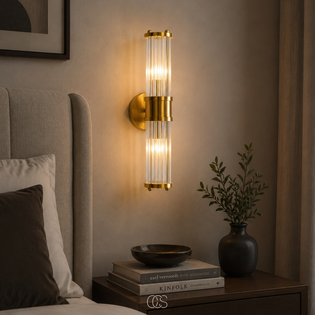 Neyon Luxe Lampada da Parete in Cristallo Oro - Design in Vetro Cristallo K9 e Ottone