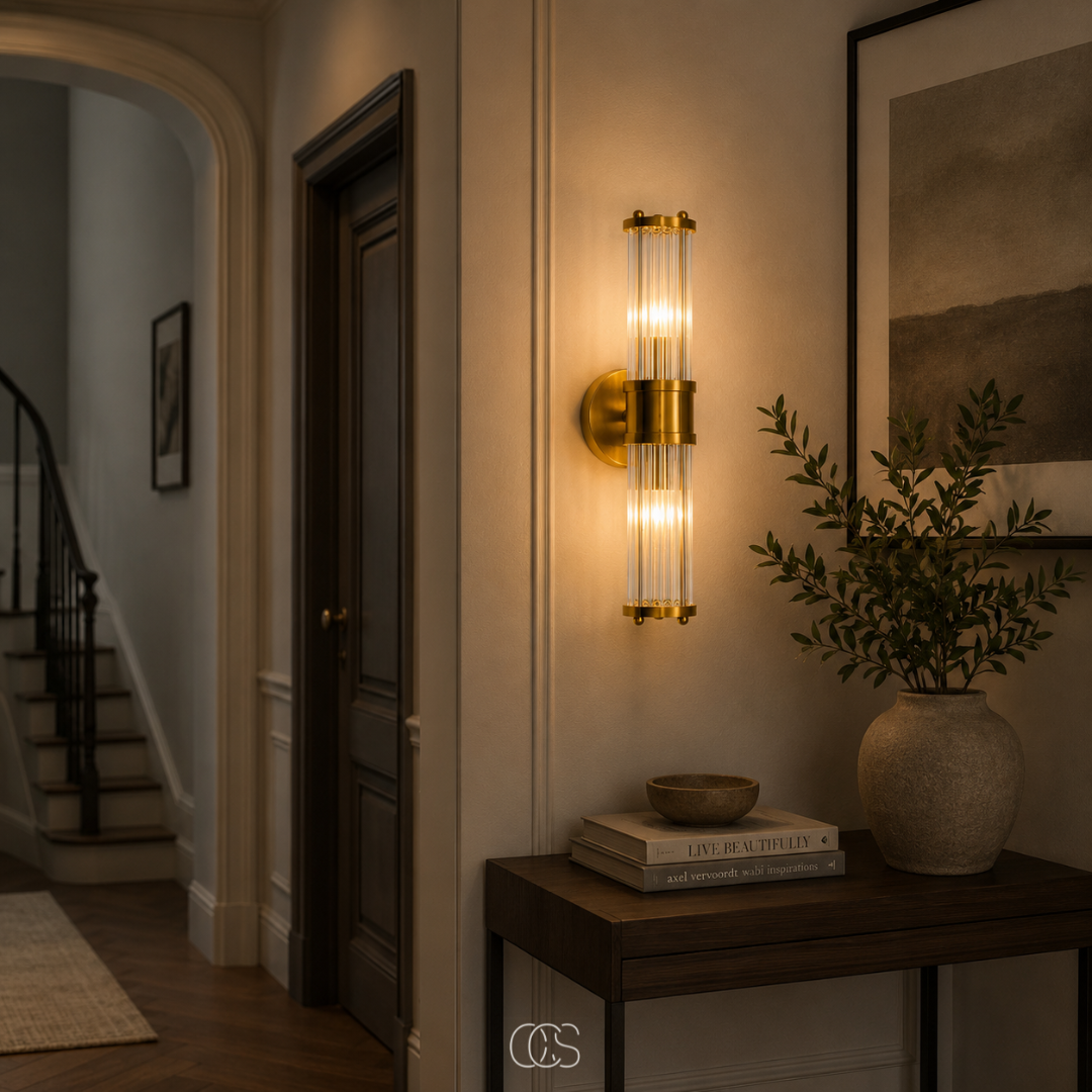 Neyon Luxe Lampada da Parete in Cristallo Oro - Design in Vetro Cristallo K9 e Ottone