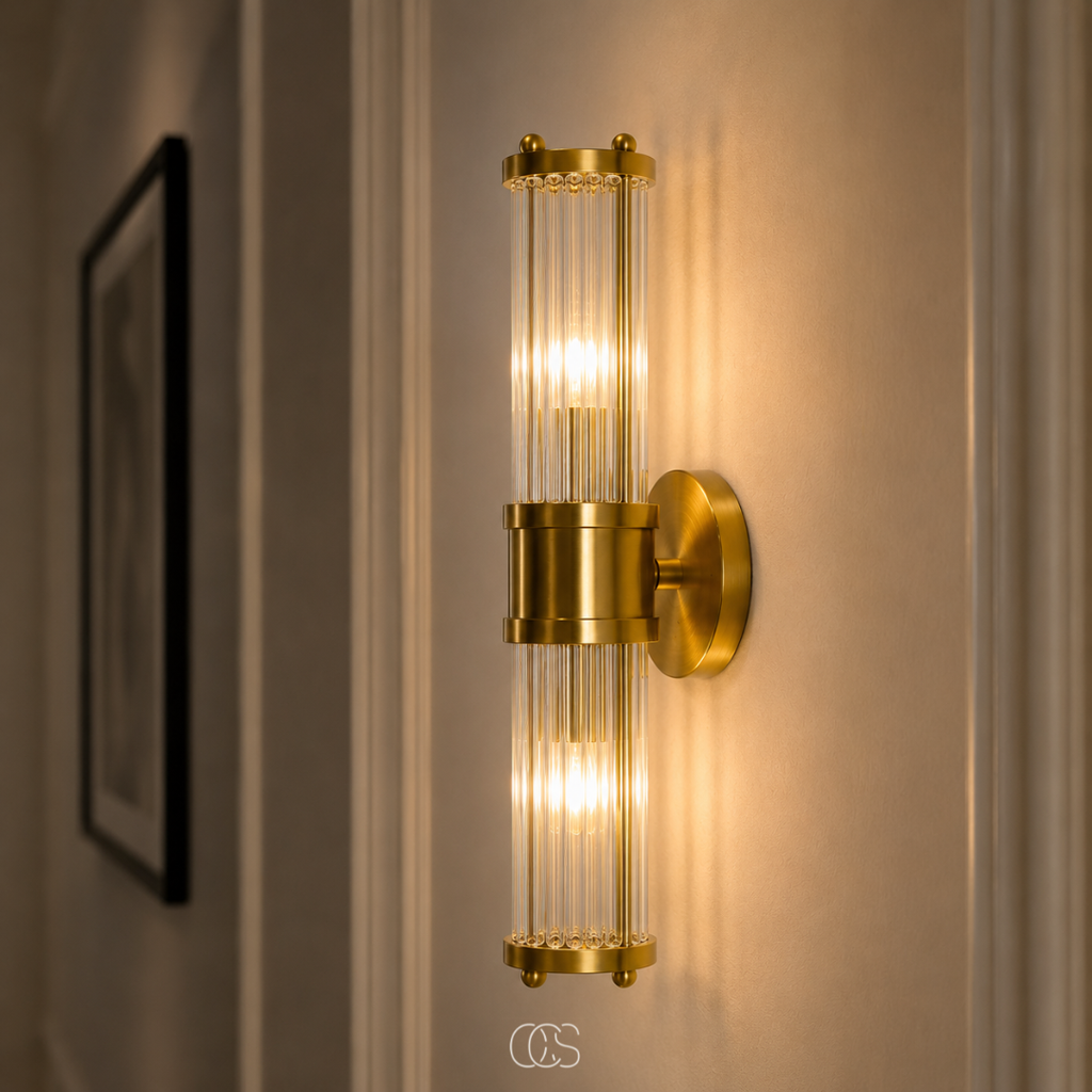 Neyon Luxe Lampada da Parete in Cristallo Oro - Design in Vetro Cristallo K9 e Ottone