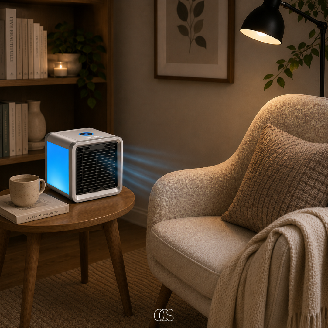 Raffrescatore Portatile con Umidificatore - Mini Condizionatore Senza Fili con Illuminazione LED & USB