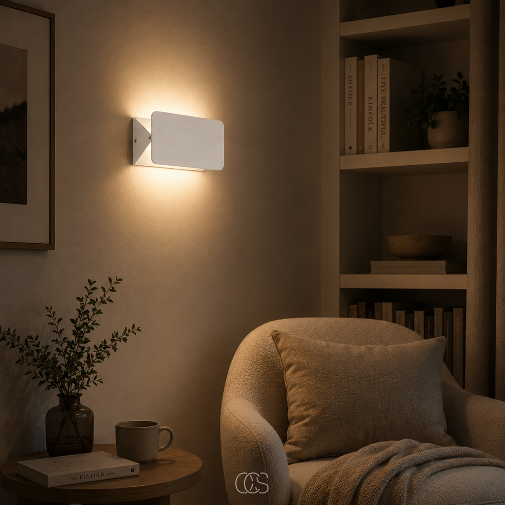 lampada da parete LED Chia Moderna Bianca - Paralume Rotante 270° - Design Minimalista