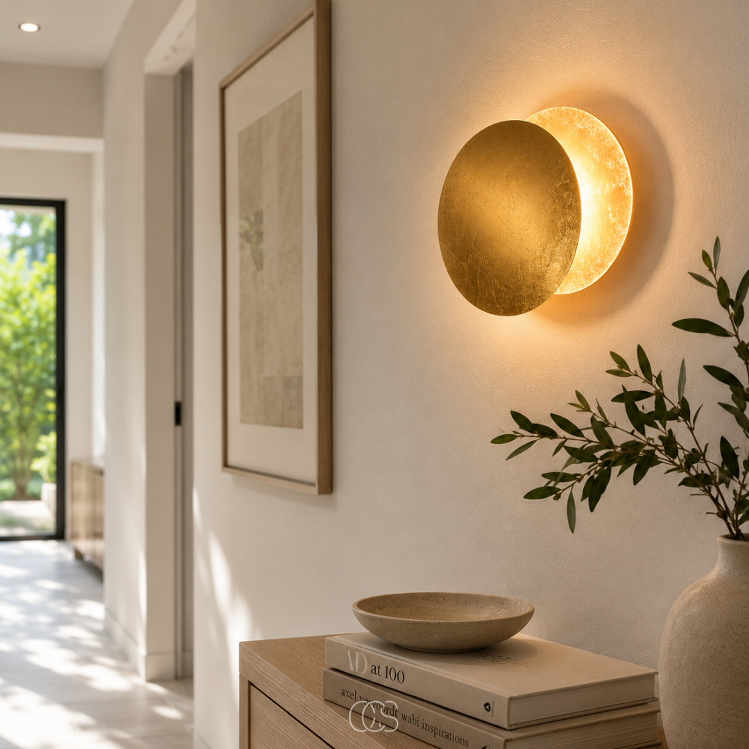 lampada da parete LED Luna d'Oro - Illuminazione da Parete di Lusso con Rotazione a 360°