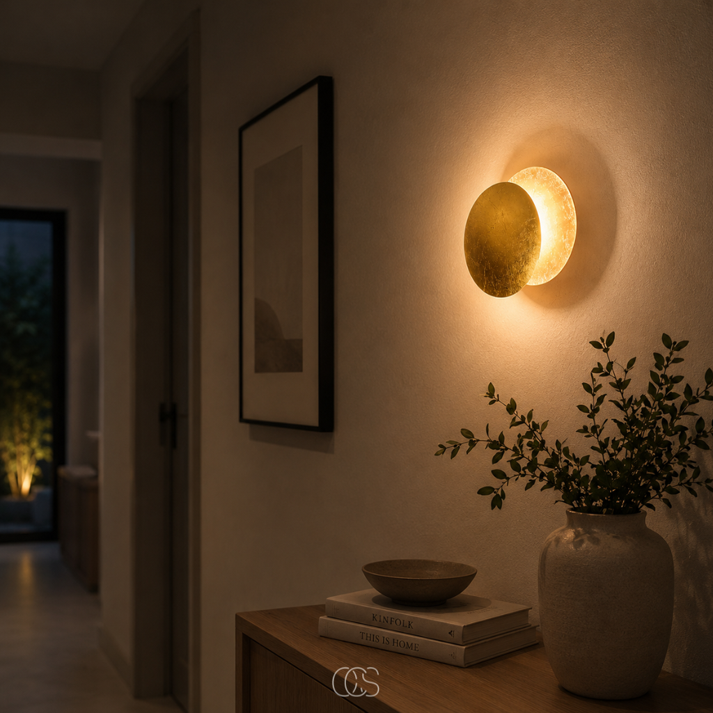 lampada da parete LED Luna d'Oro - Illuminazione da Parete di Lusso con Rotazione a 360°
