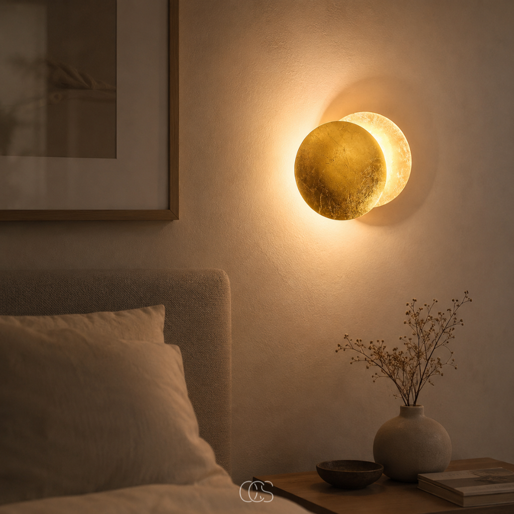 lampada da parete LED Luna d'Oro - Illuminazione da Parete di Lusso con Rotazione a 360°