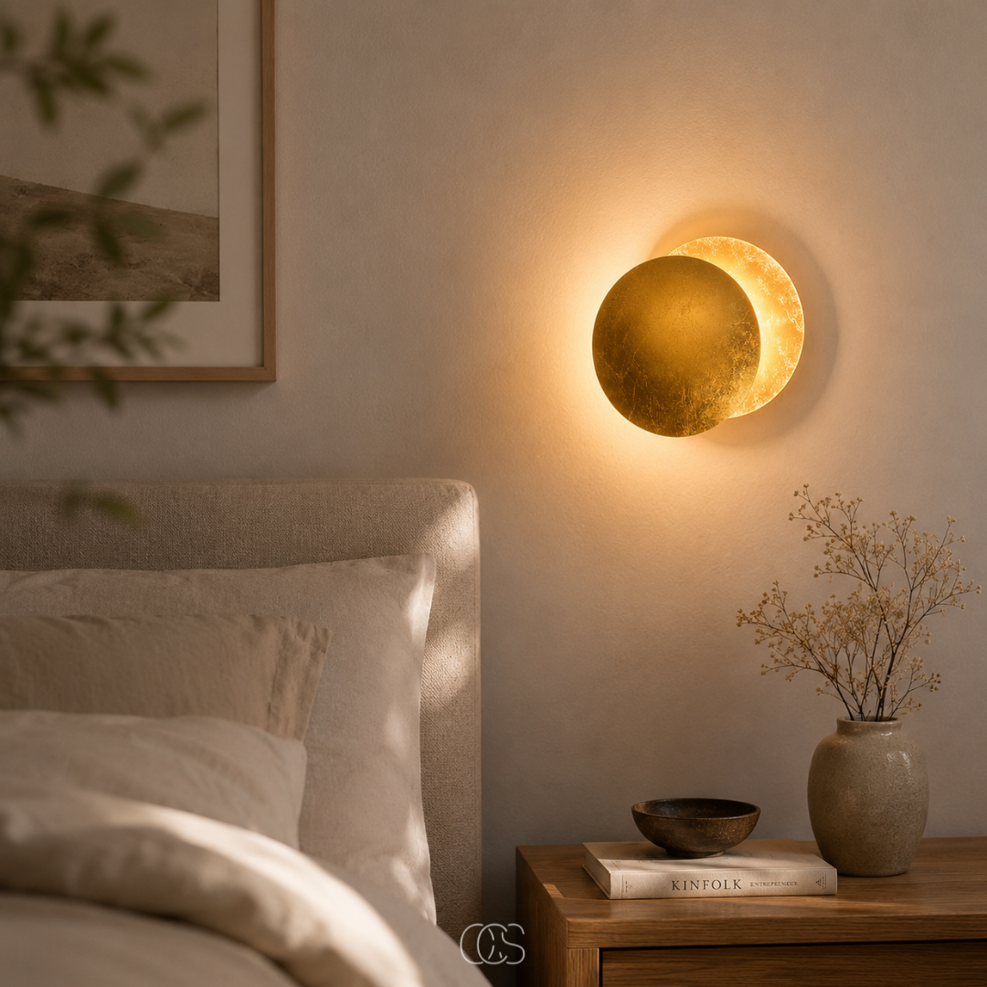 lampada da parete LED Luna d'Oro - Illuminazione da Parete di Lusso con Rotazione a 360°