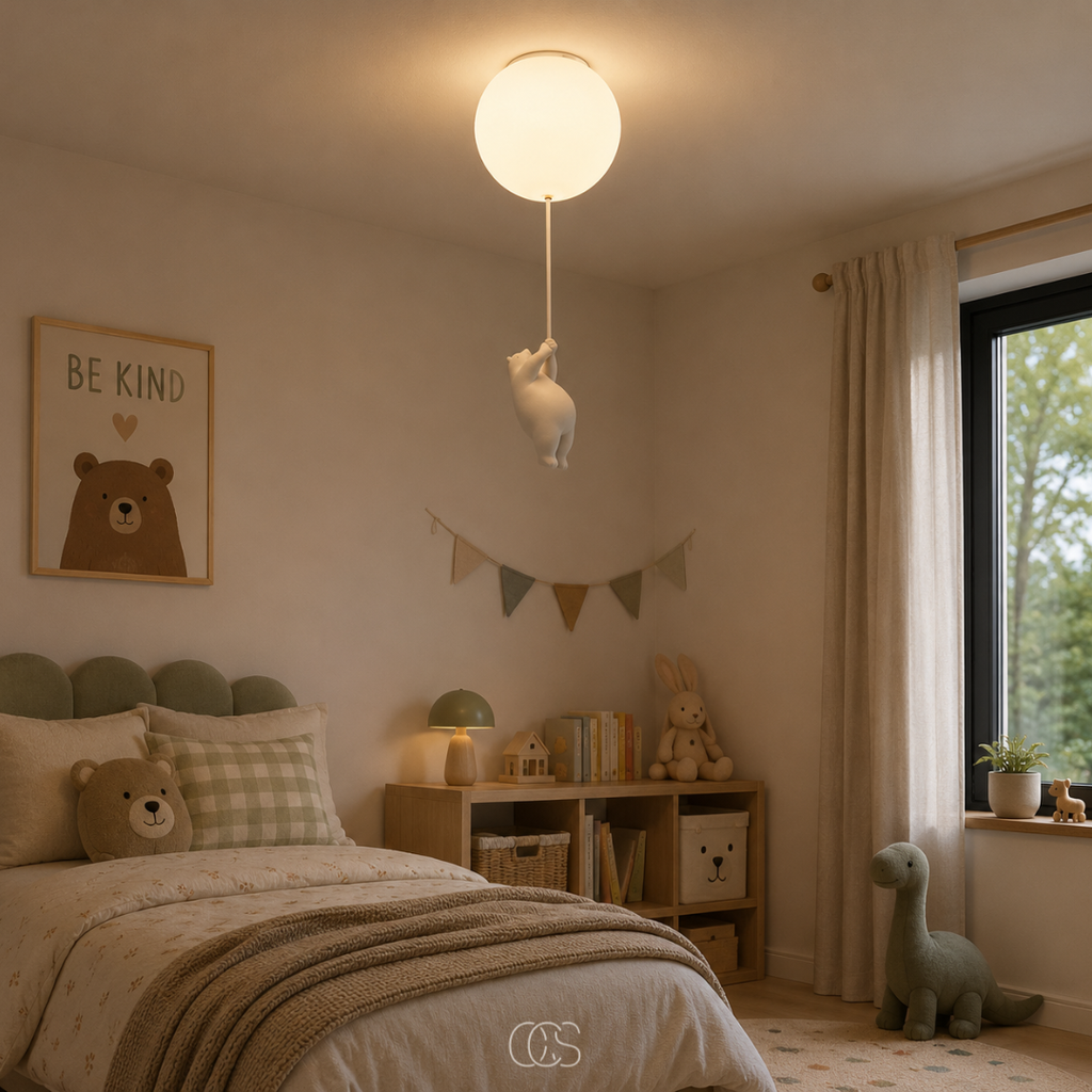 Lampada da soffitto Bambo Bear Balloon - Lampada LED giocosa per camerette
