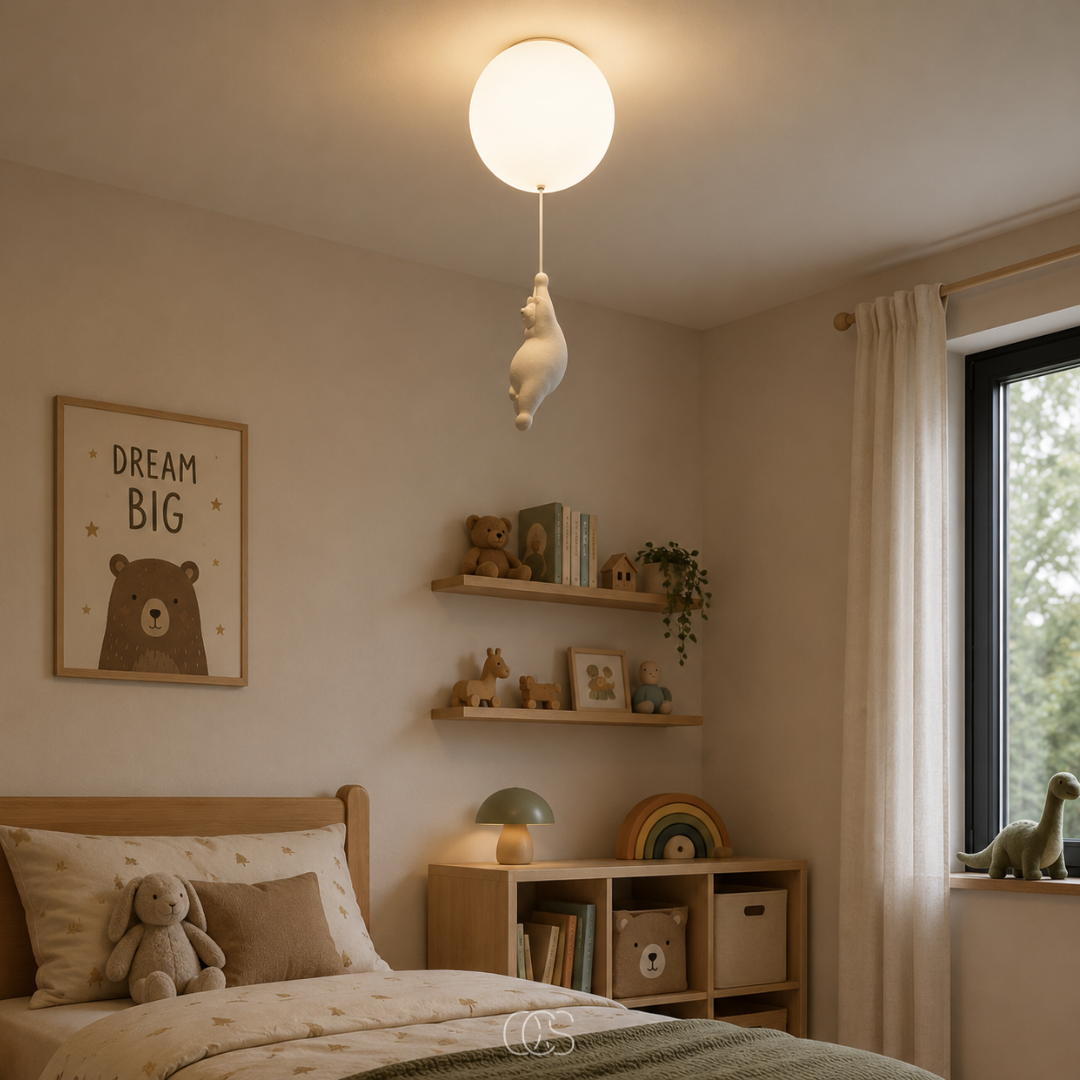 Lampada da soffitto Bambo Bear Balloon - Lampada LED giocosa per camerette