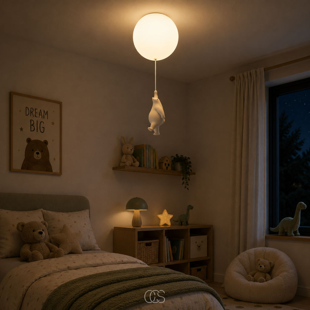 Lampada da soffitto Bambo Bear Balloon - Lampada LED giocosa per camerette