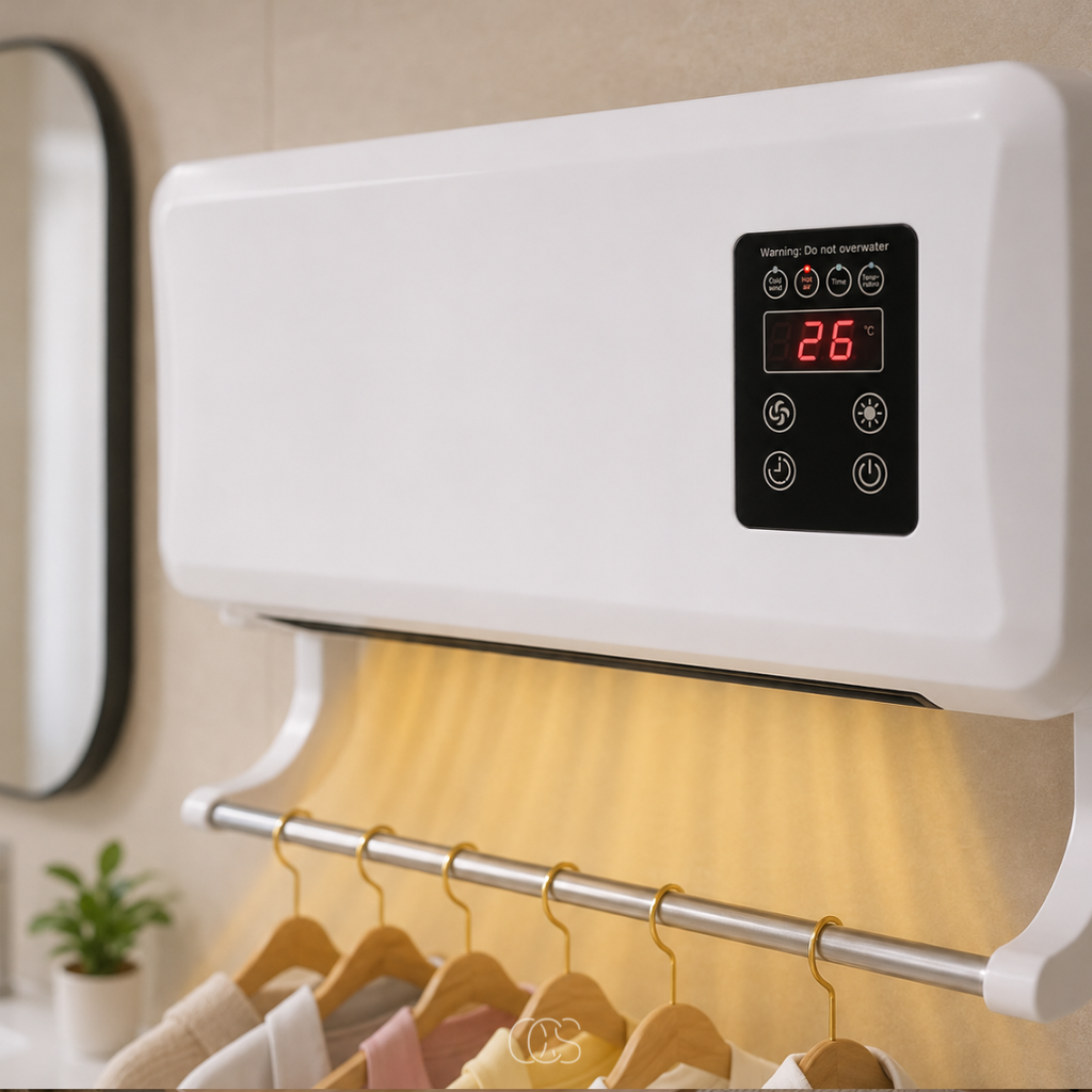 Ventilatore a parete con Raffreddamento e Riscaldamento & Asciugatrice - Con Telecomando