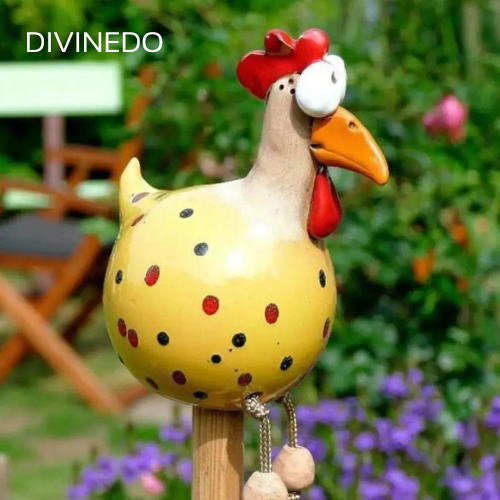 DIVINEDO™ | Decorazione da Giardino in Ceramica a Forma di Gallina