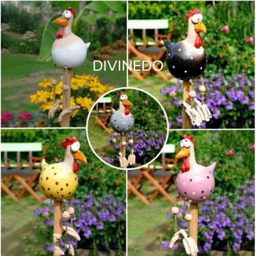 DIVINEDO™ | Decorazione da Giardino in Ceramica a Forma di Gallina
