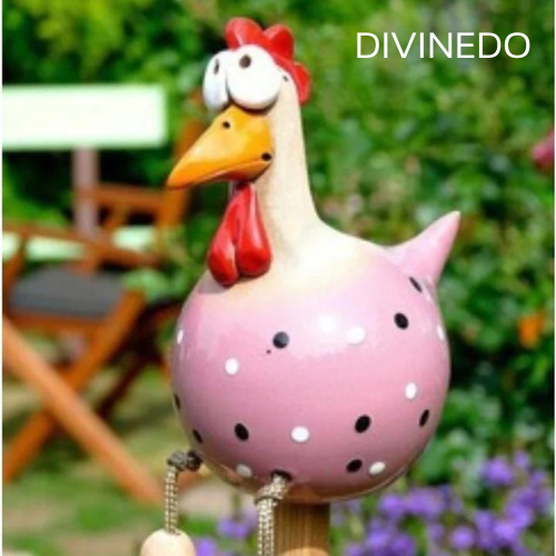 DIVINEDO™ | Decorazione da Giardino in Ceramica a Forma di Gallina