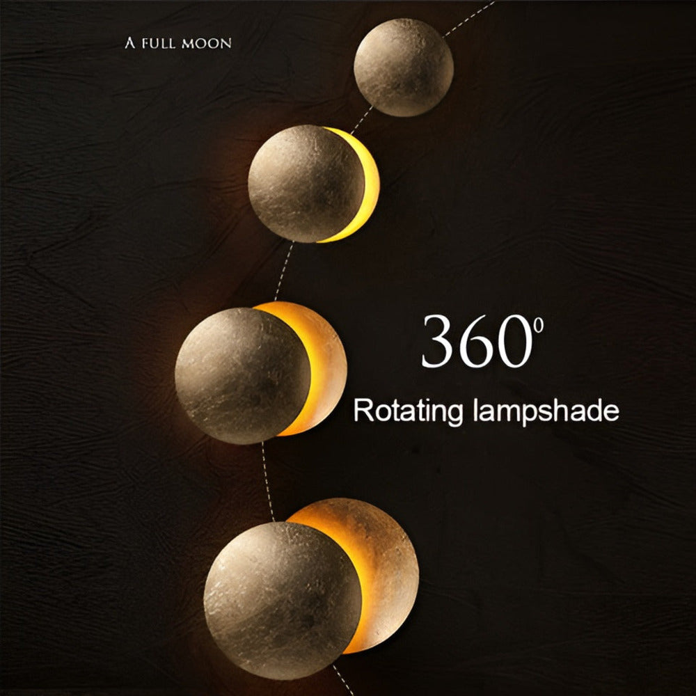LunaraSphere – Lampada da Parete LED Rotante a 360° con Design Celestiale