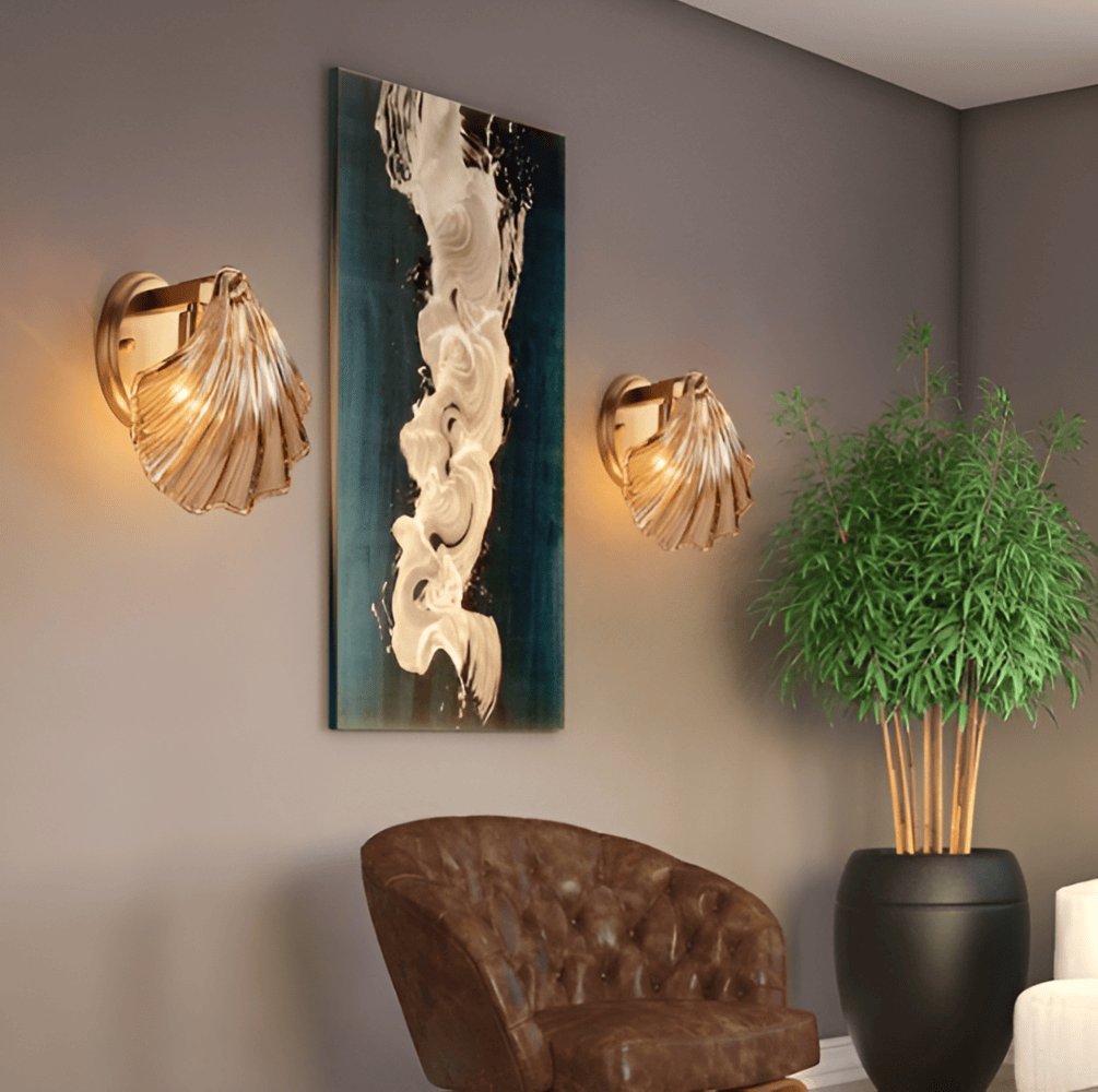 CoastalGleam – Applique in Vetro e Ottone con Minimalismo Ispirato alla Costa