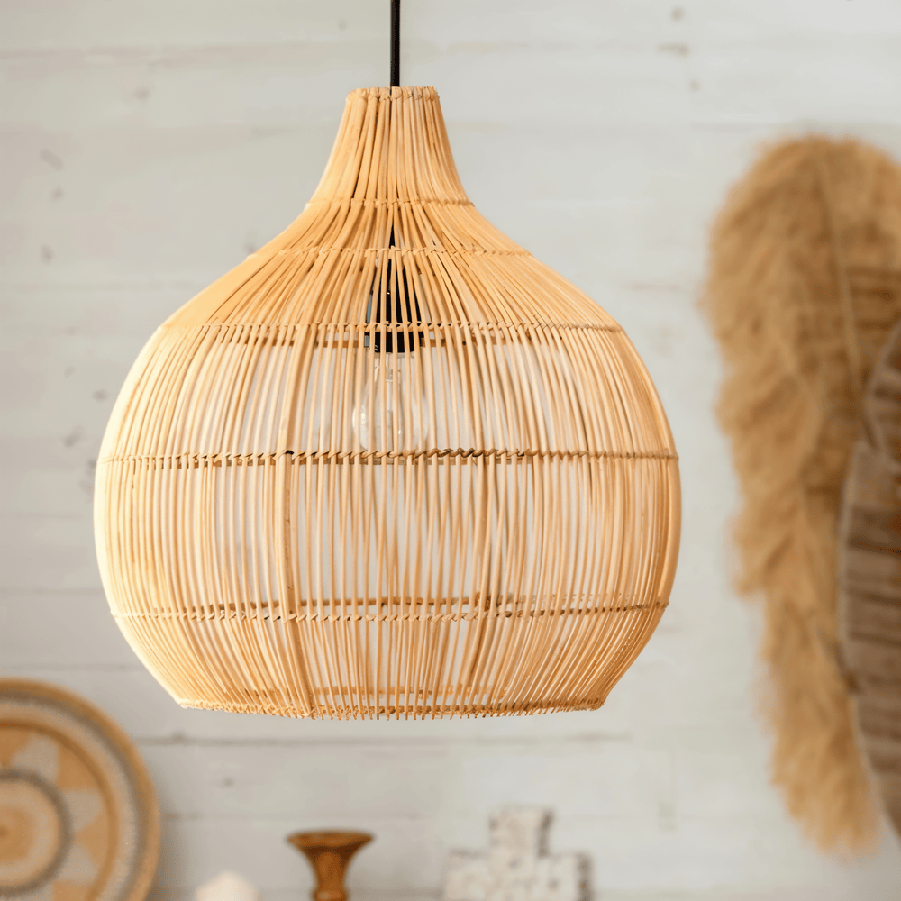 WoveLuxe – Pendente Geometrico in Rattan dal Design Naturale