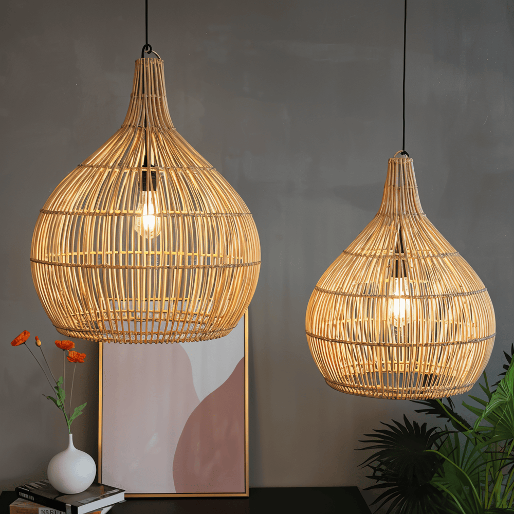 WoveLuxe – Pendente Geometrico in Rattan dal Design Naturale