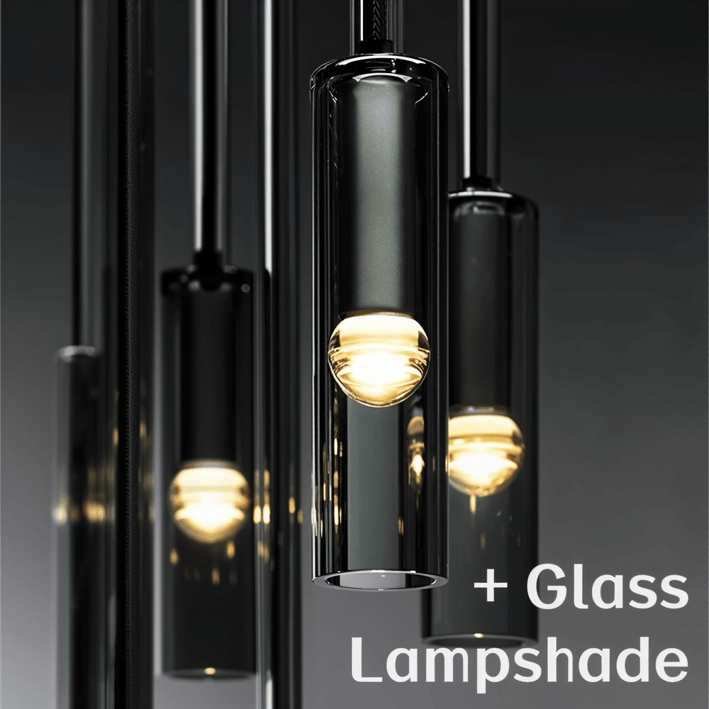 CrystalTube – Lampada a sospensione a forma di cilindro in vetro fumé