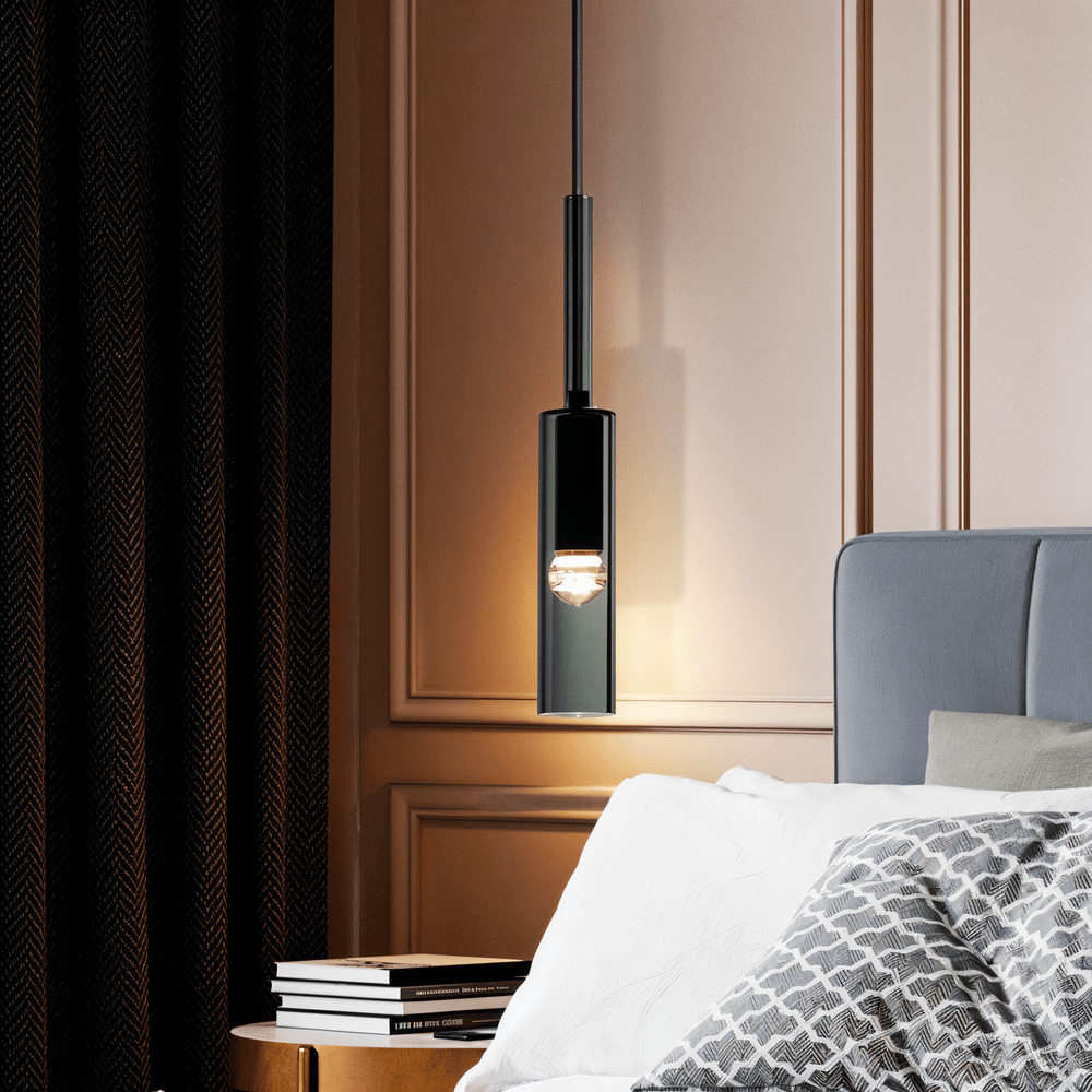 CrystalTube – Lampada a sospensione a forma di cilindro in vetro fumé