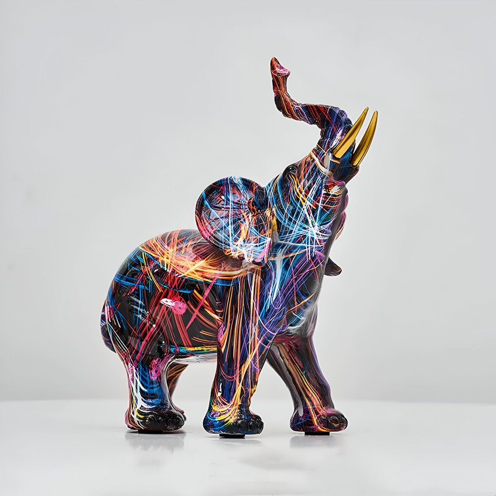 ColorMajesty Elefante – Statua d'Arte Astratta Multicolore in Resina
