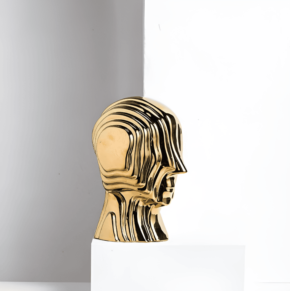 CosmoCrest – Busto in Ceramica Geometrica con Frange Dorate