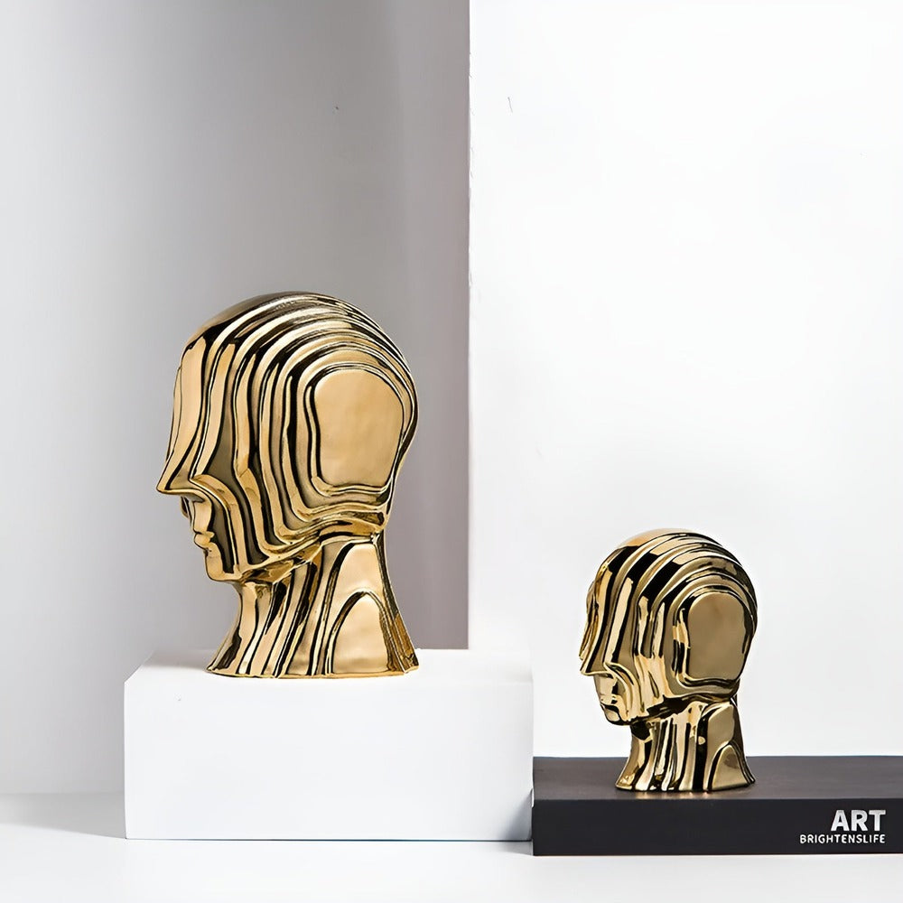 CosmoCrest – Busto in Ceramica Geometrica con Frange Dorate