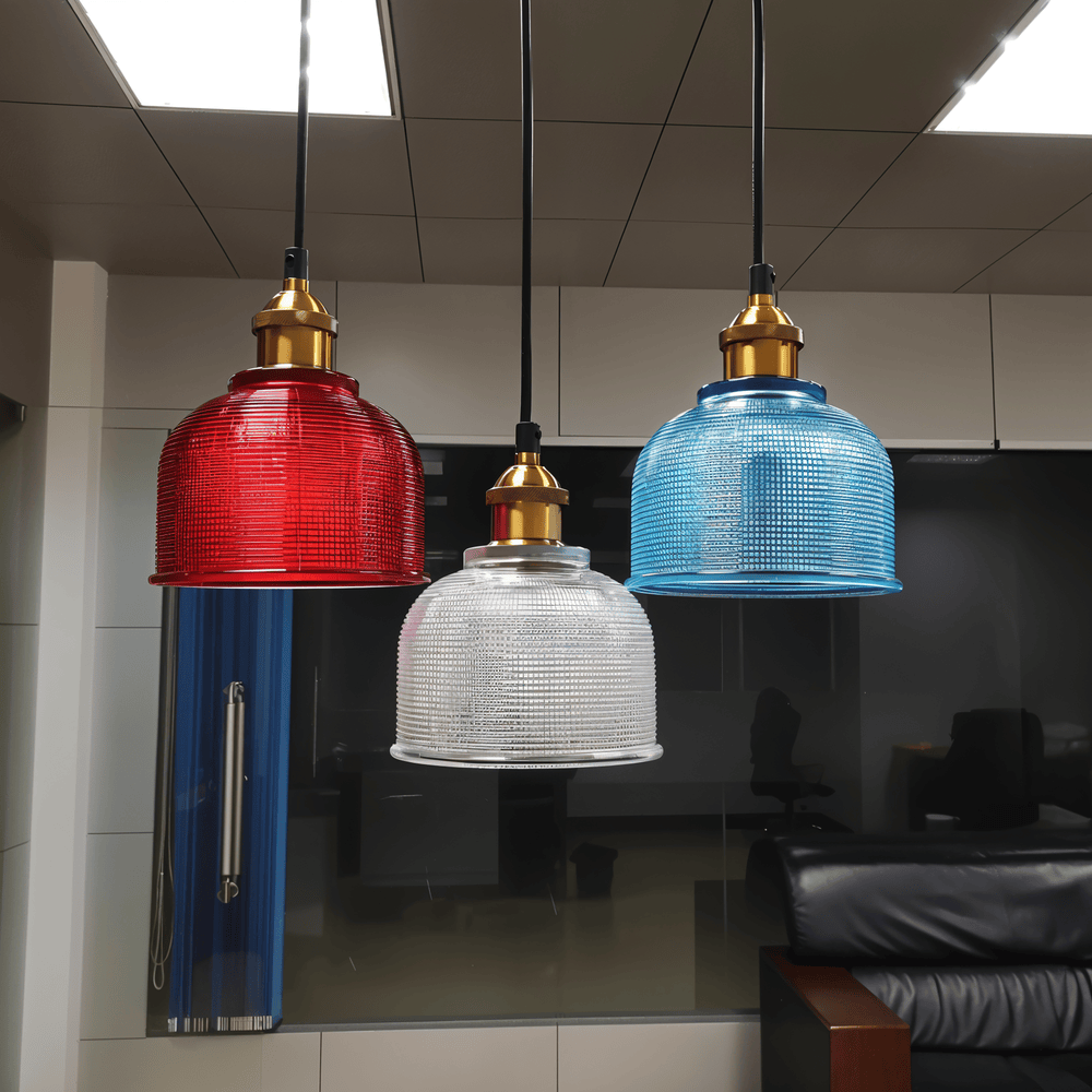 LuméBell – Lampada a Soffitto in Vetro Colorato Retro con Design Moderno