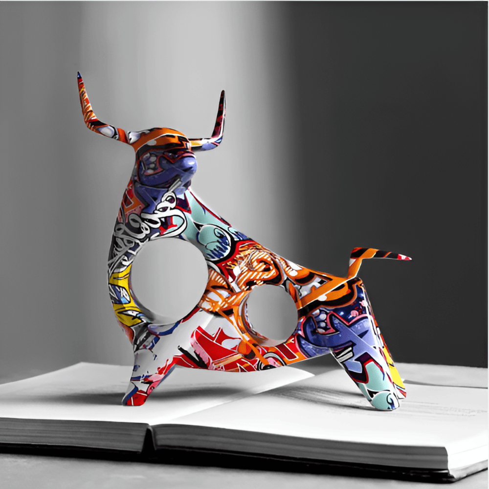ColorGraze – Mucca Miniaturizzata Artistica per Scrivania e Mensola