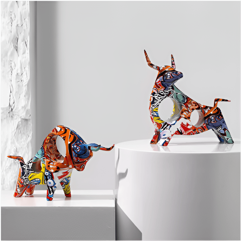 ColorGraze – Mucca Miniaturizzata Artistica per Scrivania e Mensola
