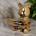 BearLuxe Vassoio – Figura di Orso in Ceramica Moderna con Elegante Vassoio Espositivo