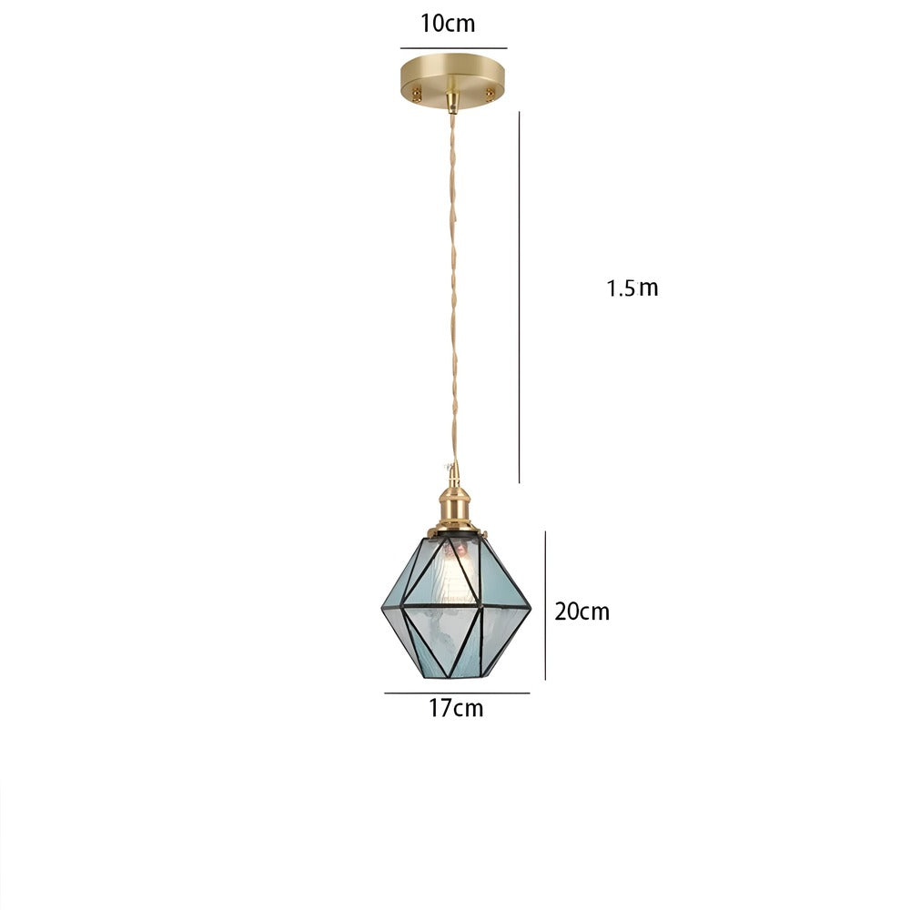 IllumaStyle – Lampada a sospensione retro giapponese in vetro di rame geometrico