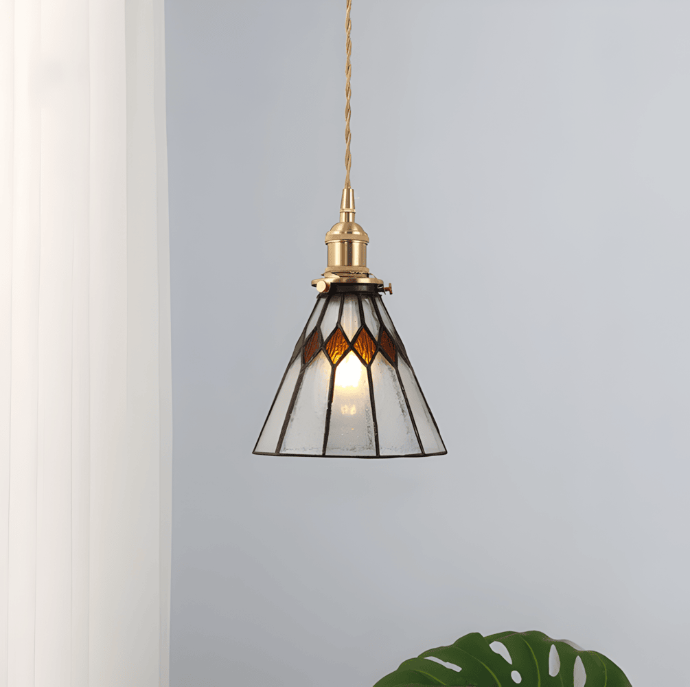 IllumaStyle – Lampada a sospensione retro giapponese in vetro di rame geometrico