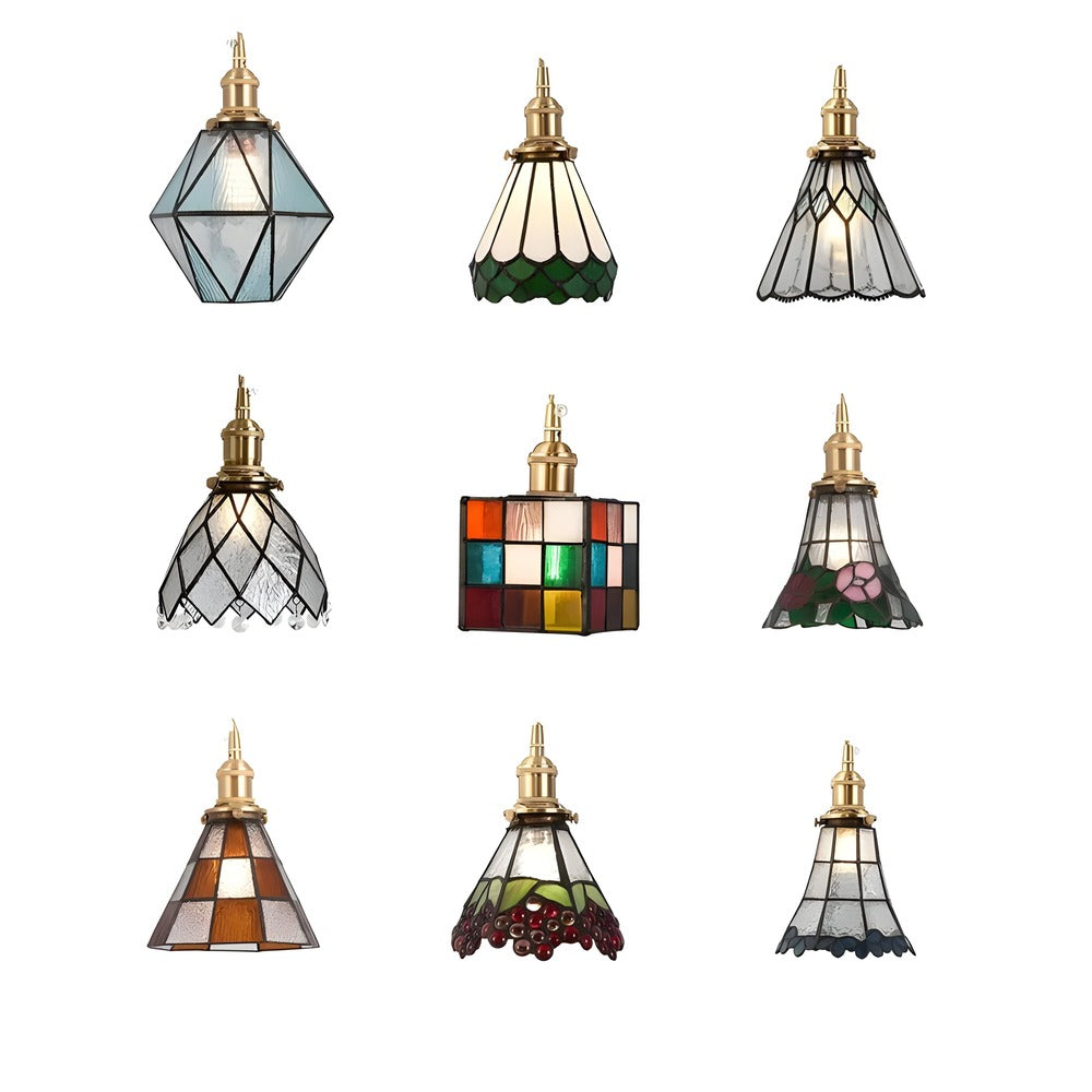 IllumaStyle – Lampada a sospensione retro giapponese in vetro di rame geometrico