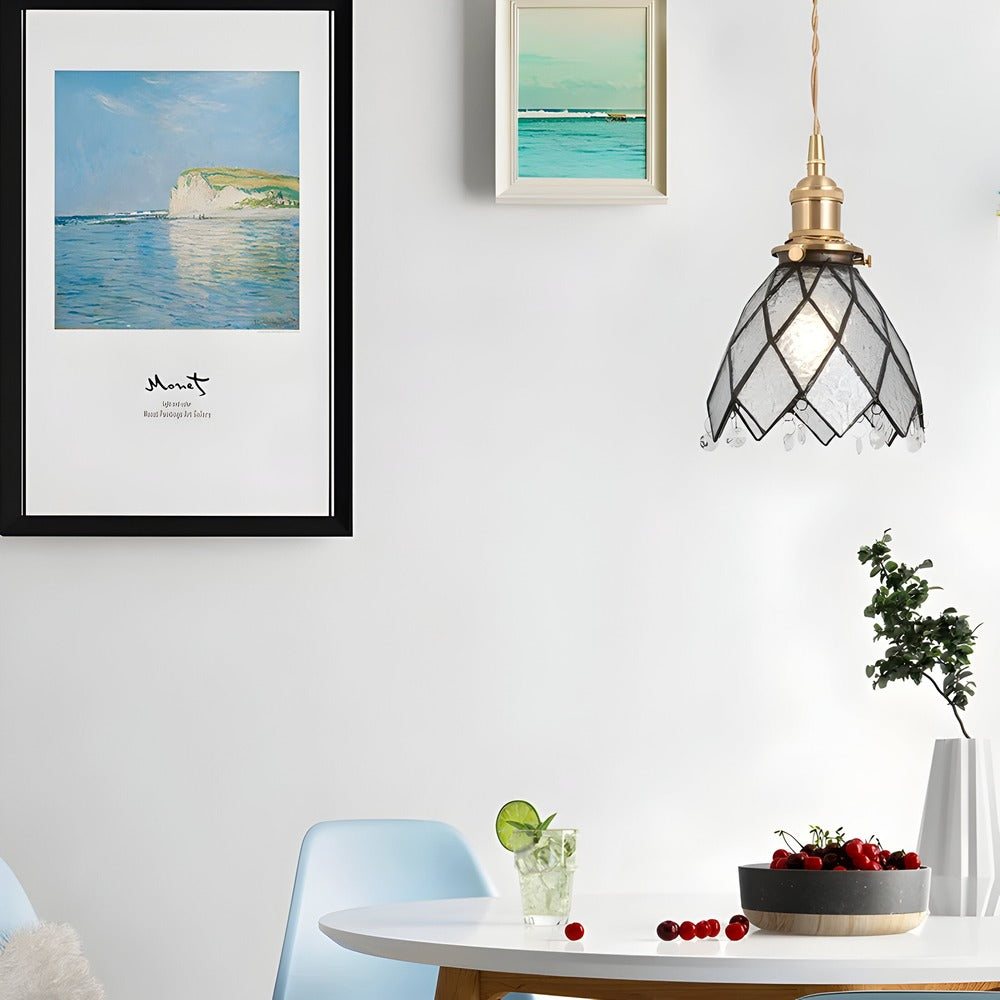 IllumaStyle – Lampada a sospensione retro giapponese in vetro di rame geometrico