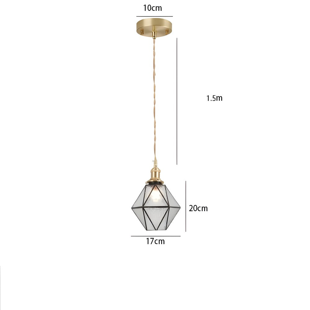 IllumaStyle – Lampada a sospensione retro giapponese in vetro di rame geometrico