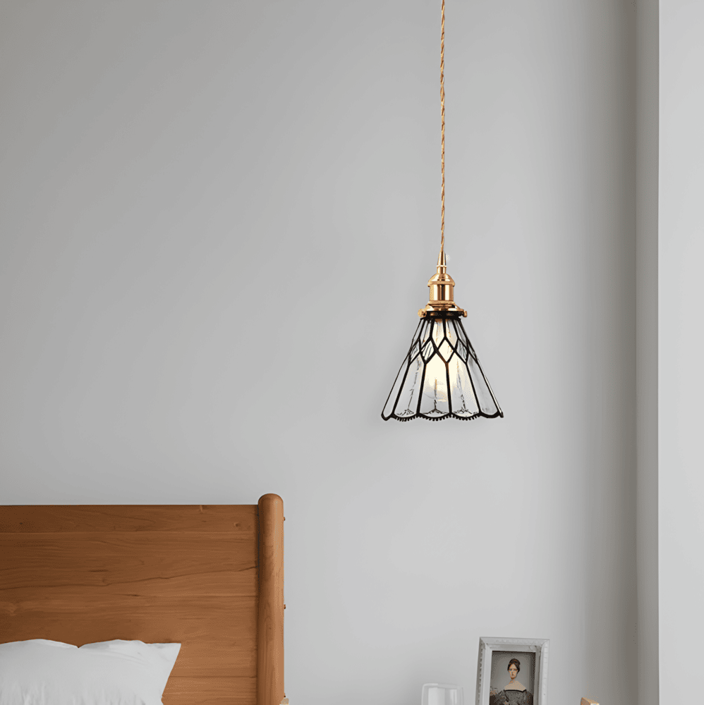 IllumaStyle – Lampada a sospensione retro giapponese in vetro di rame geometrico