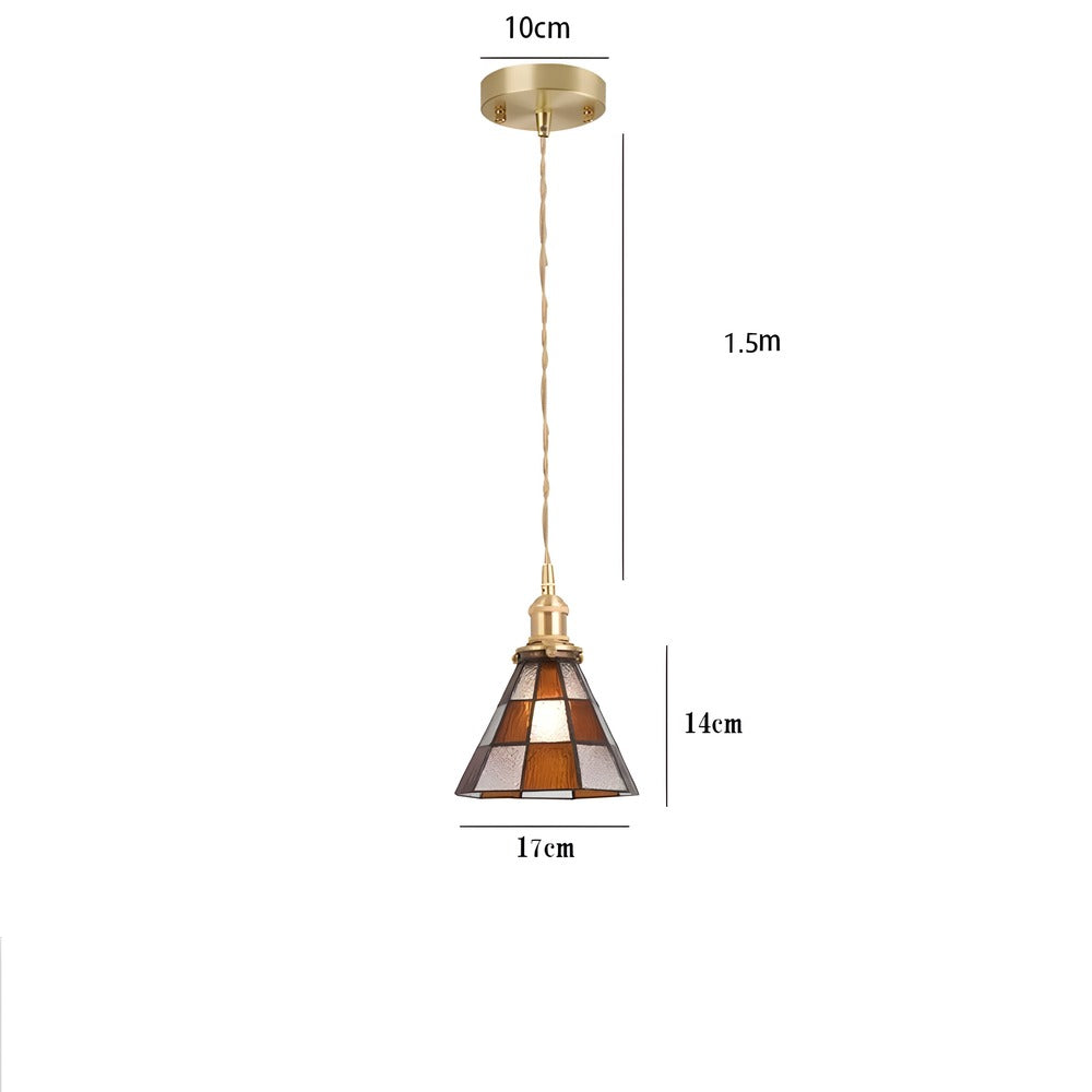 IllumaStyle – Lampada a sospensione retro giapponese in vetro di rame geometrico